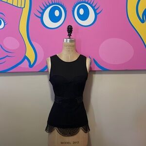 Leon Max Limited Edition Black Nude Lace Top